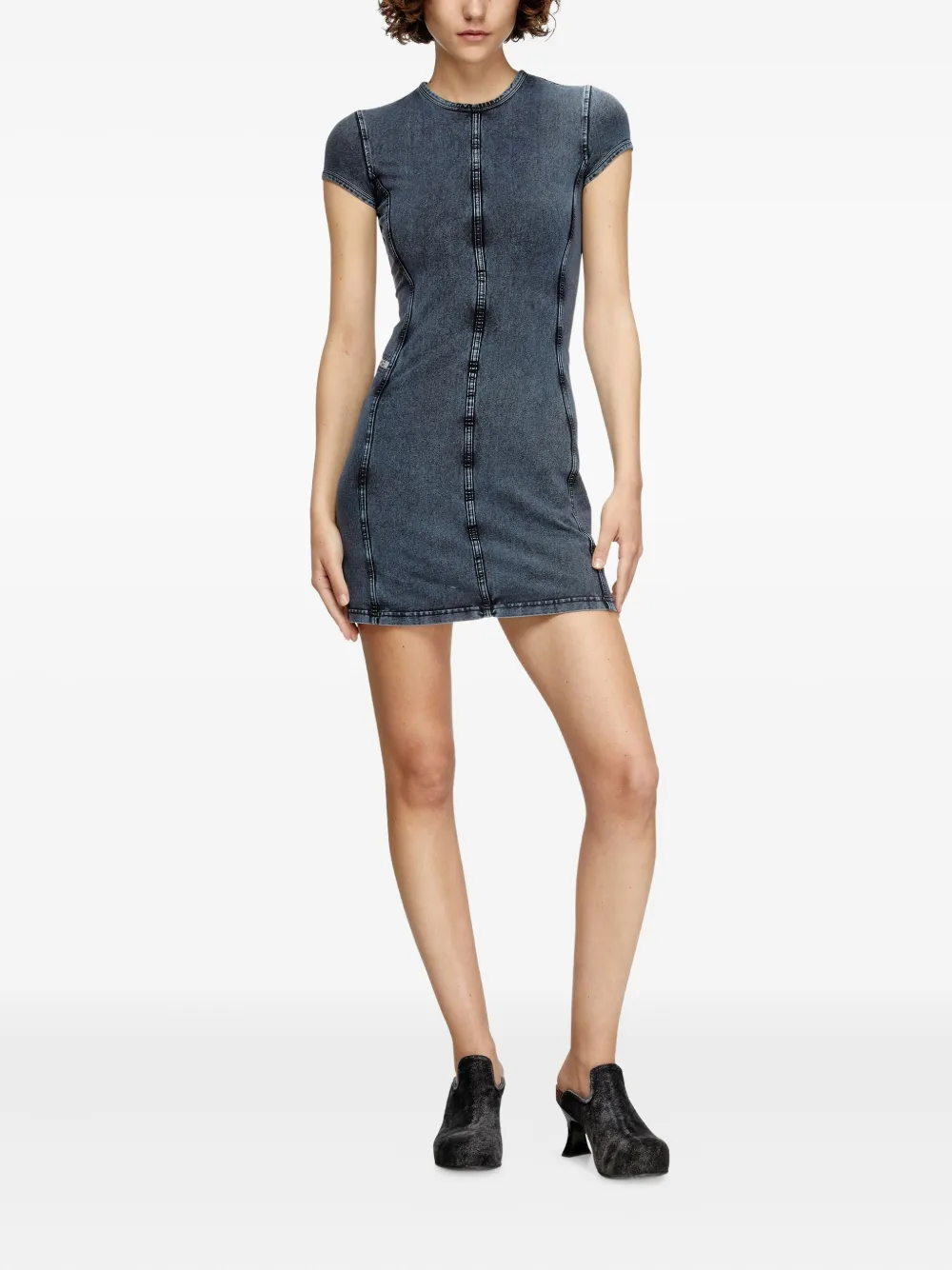 Diesel D-Cup denim mini-jurk Zwart