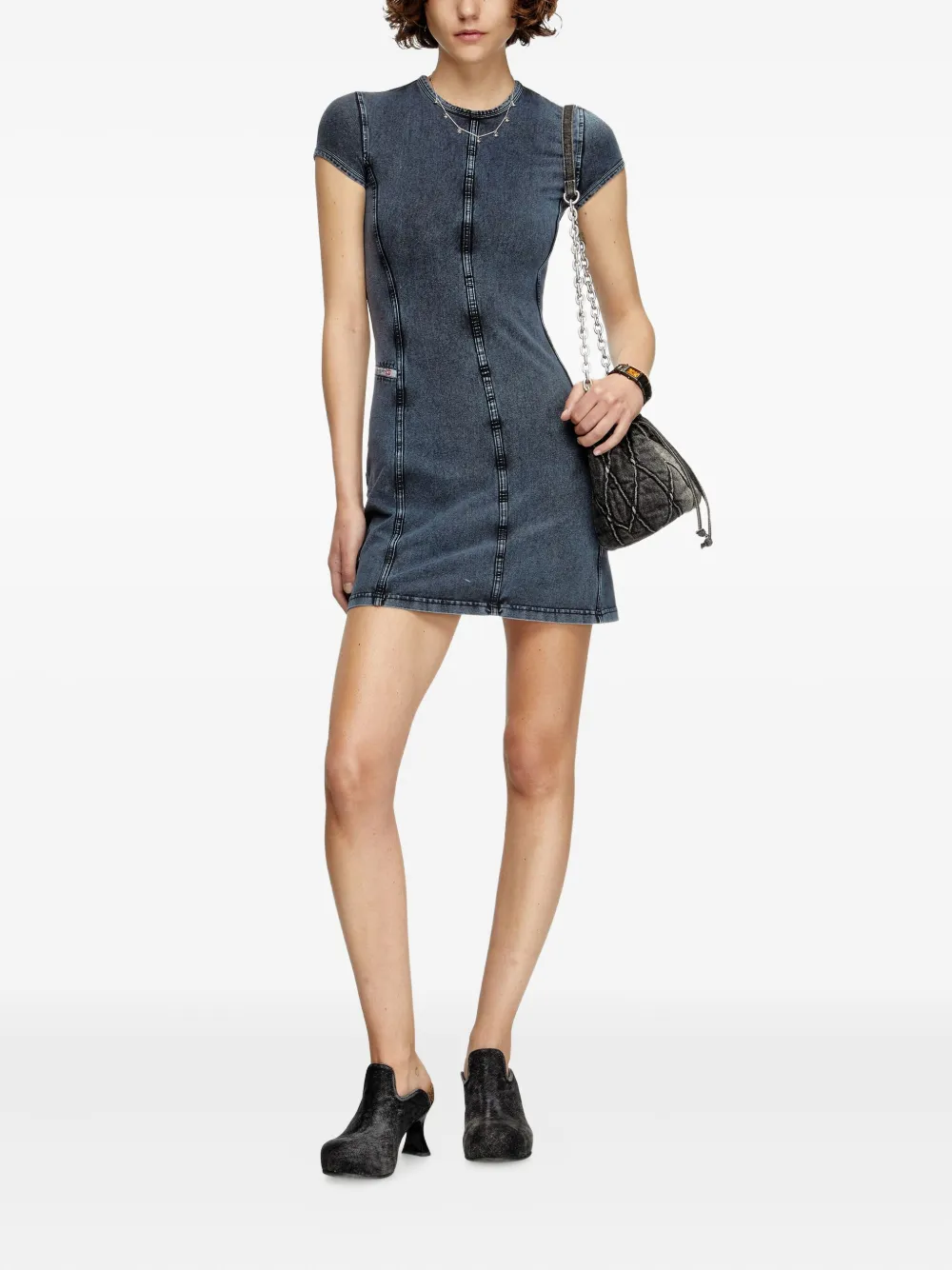 Diesel D-Cup denim mini-jurk - Zwart