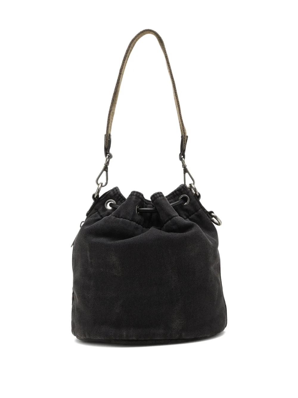 Diesel Drawstring Pocket Shoulder Bag In Black