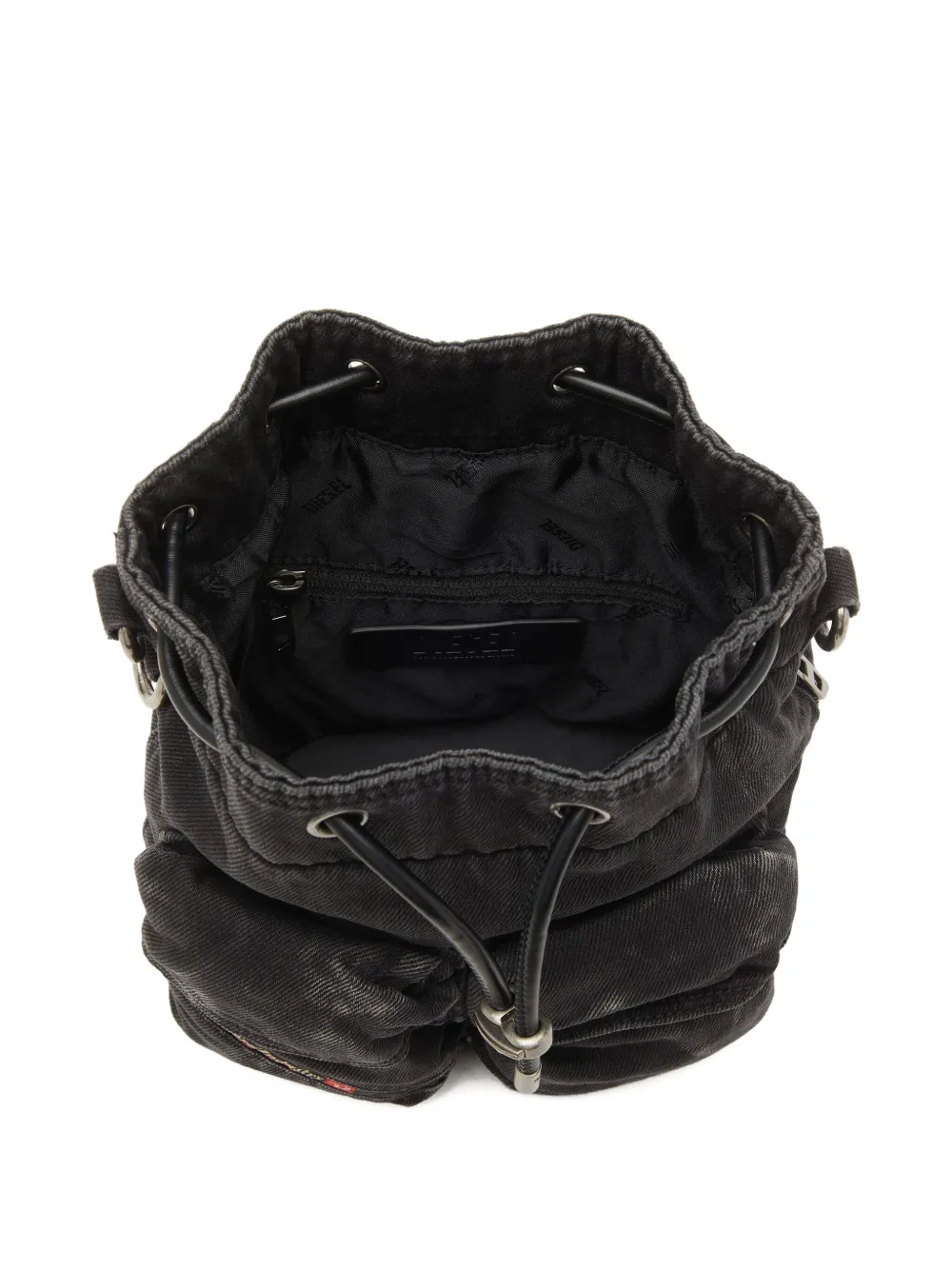 Diesel Drawstring Pocket Shoulder Bag In Black