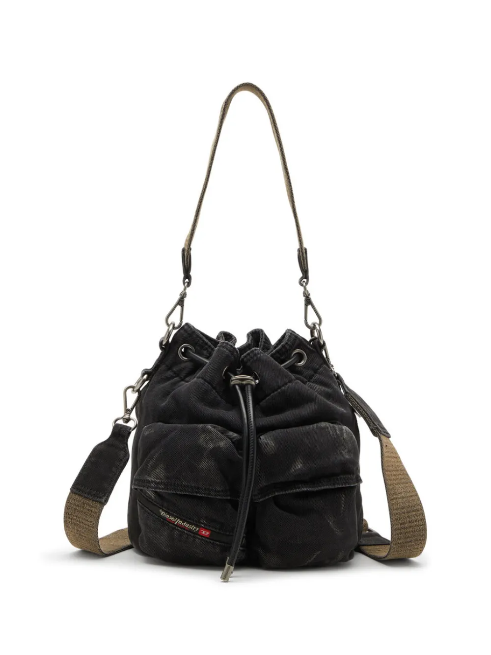 Diesel drawstring pocket bucket bag - Nero