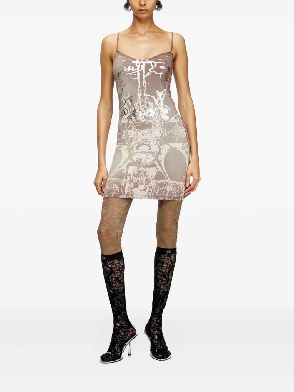 Shop Diesel D-longy Mini Dress In Neutrals
