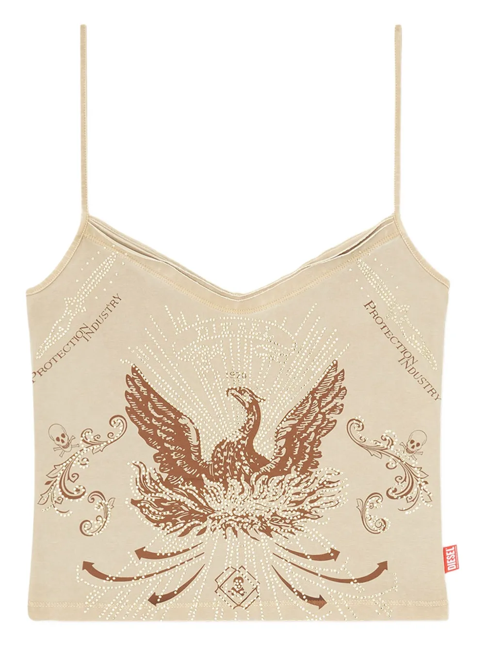 Diesel Tanktop met adelaarprint Beige