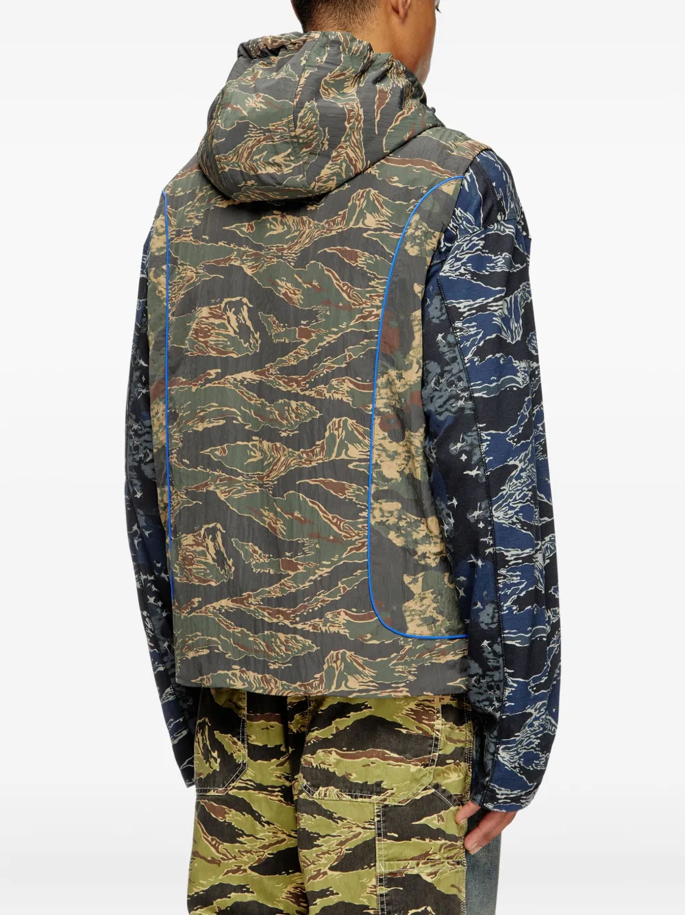 Diesel camouflage-print hooded vest Blauw