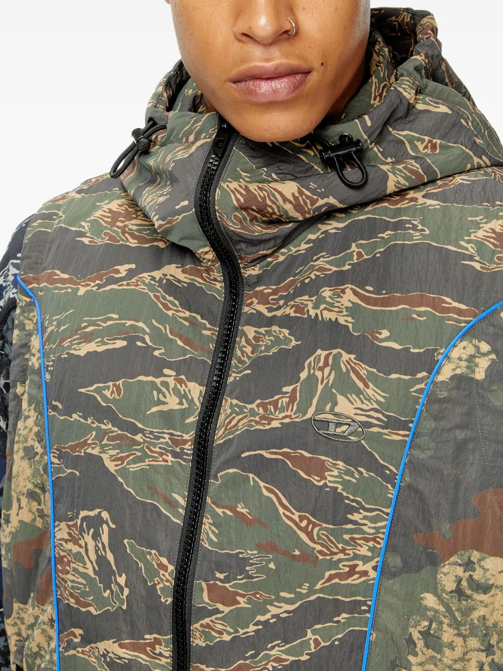 Diesel camouflage-print hooded vest Blauw