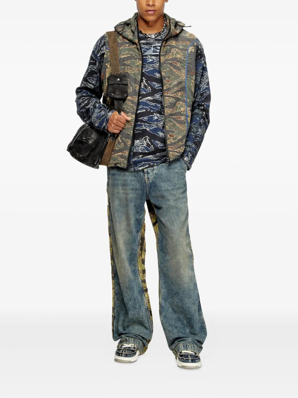Diesel camouflage-print hooded vest Blauw