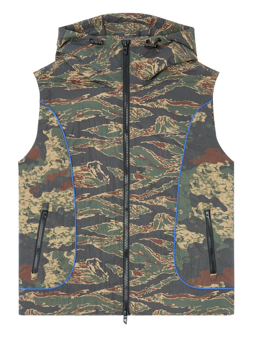 Diesel camouflage-print hooded vest Blauw