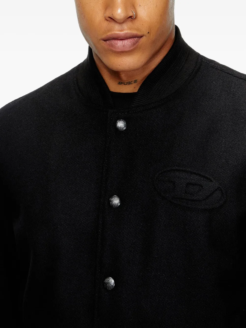 Diesel Bomberjack met geborduurd logo Zwart