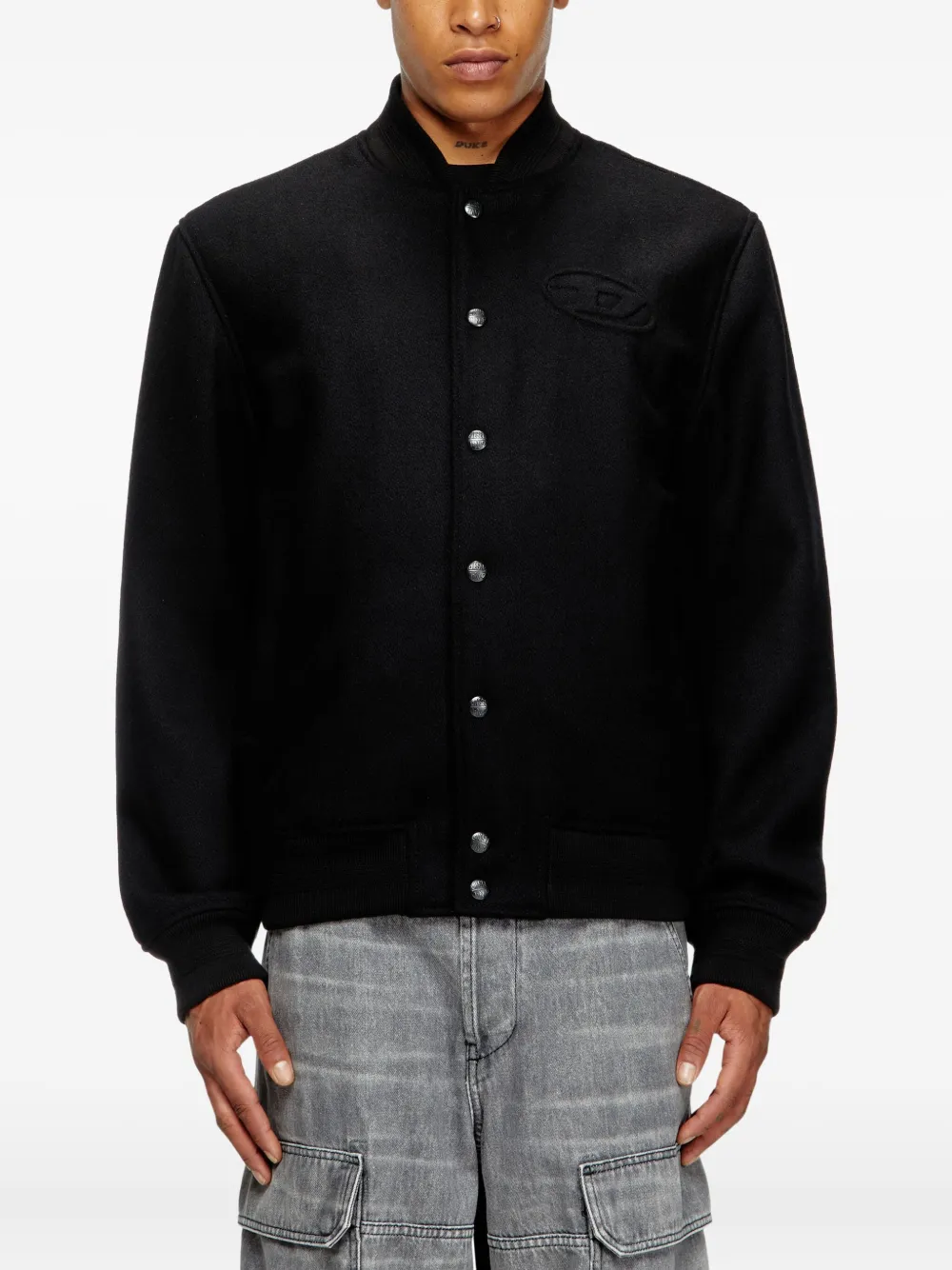 Diesel Bomberjack met geborduurd logo Zwart
