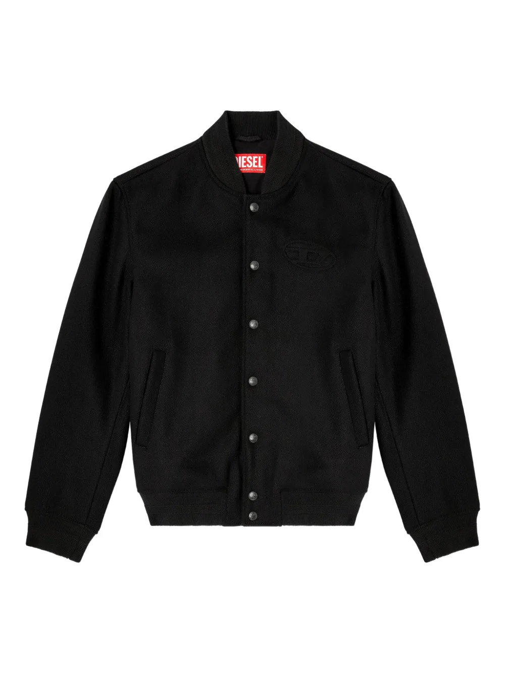 Diesel Bomberjack met geborduurd logo Zwart