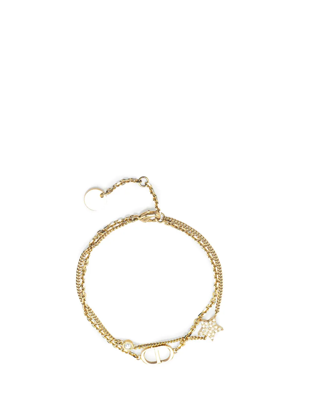 Christian Dior Pre-Owned 2000-2024 kleines vergoldetes CD Doppelarmband mit Sternanhänger