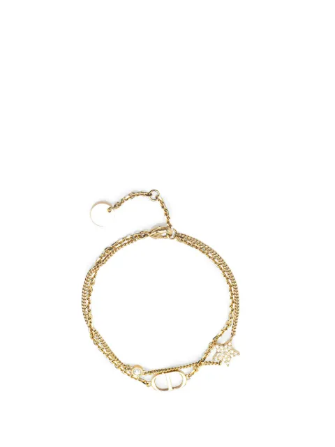Christian Dior Pre-Owned pulsera Petit Gold Plated CD Star Charm Double Chain Bracelet 2000-2024