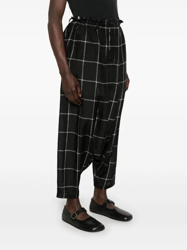Yohji Yamamoto チェック サルエルパンツ | ブラック | FARFETCH JP