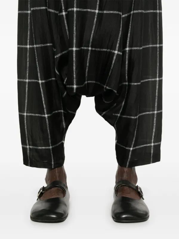 ヨウジヤマモト 19AW グレンチェック サルエルパンツ Yohji Yamamoto チェック サルエルパンツ | ブラック | FARFETCH JP