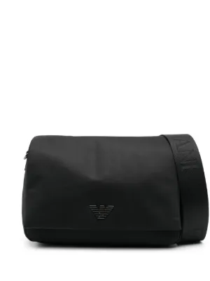 Emporio Armani logo-print Leather Shoulder Bag | Black | FARFETCH RO