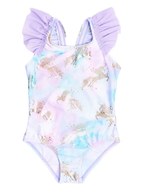 SOLISWIM KIDS unicorn-print swimsuit