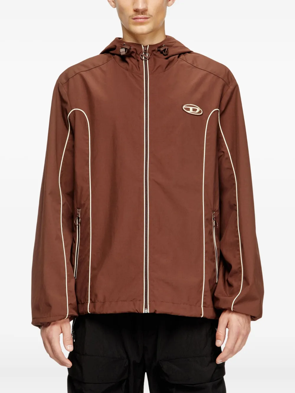 Diesel piped hooded jacket Bruin