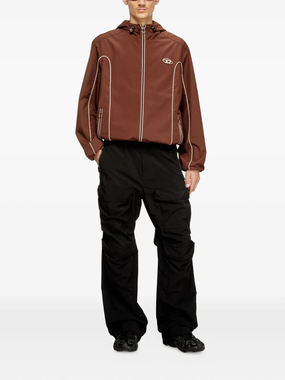 Diesel piped hooded jacket Bruin