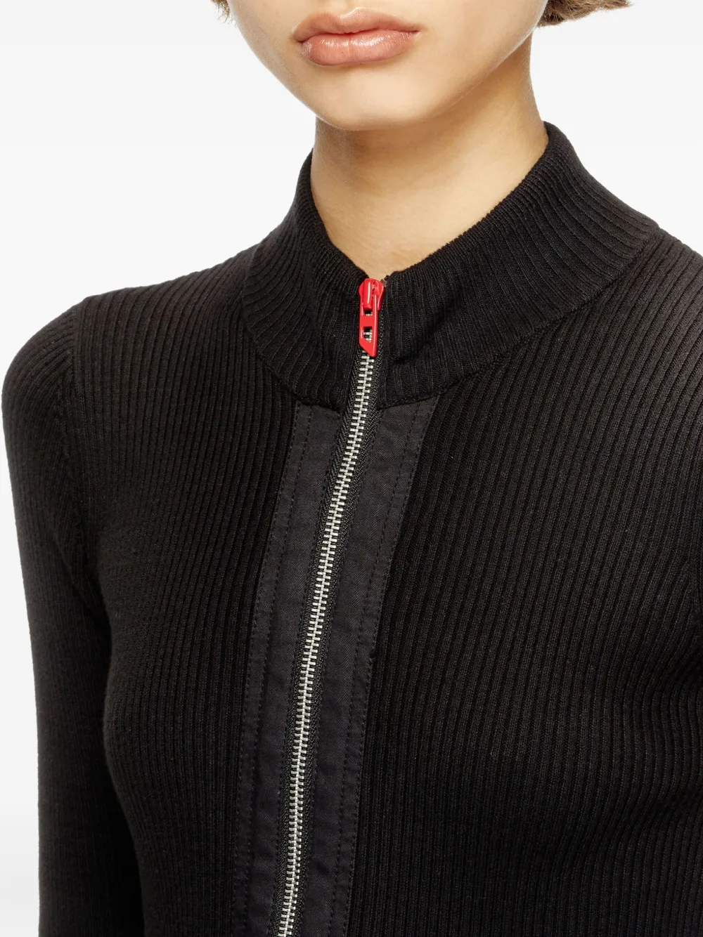 Diesel M-Melissa ribbed zip-front top Zwart