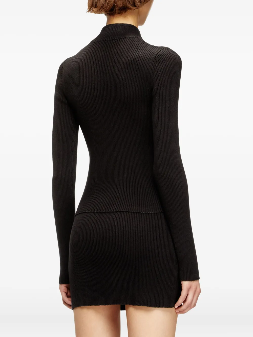 Diesel M-Melissa ribbed zip-front top Zwart