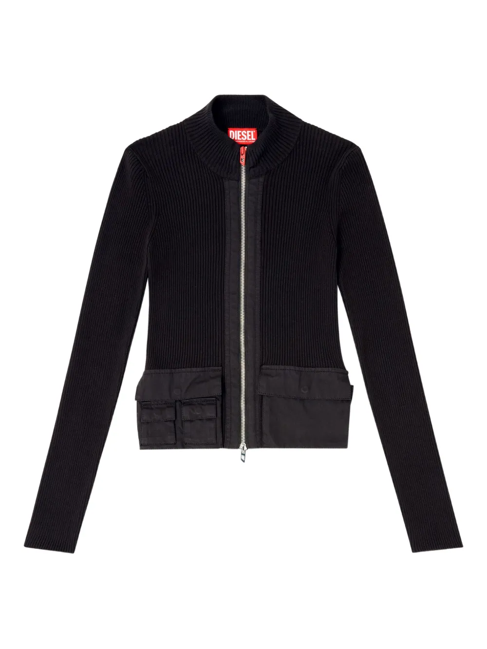 Diesel M-Melissa ribbed zip-front top Zwart