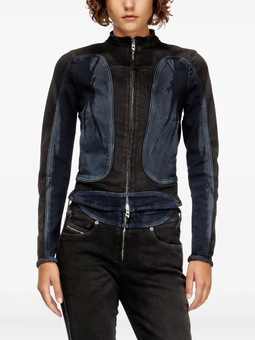 Diesel De-Morny-S panelled zip-front jacket Blauw