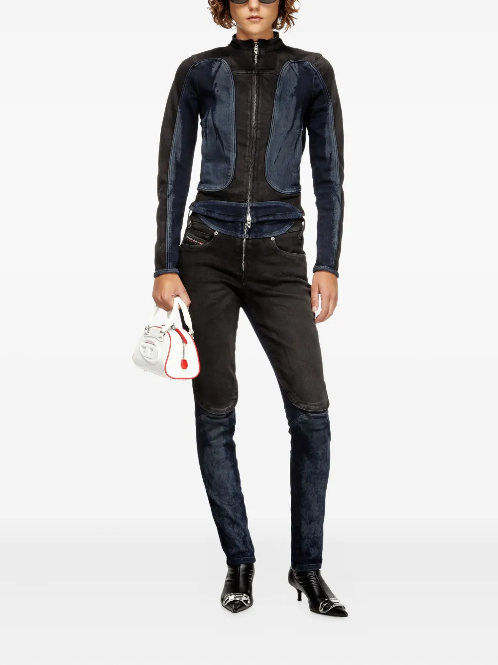 Diesel De-Morny-S panelled zip-front jacket Blauw