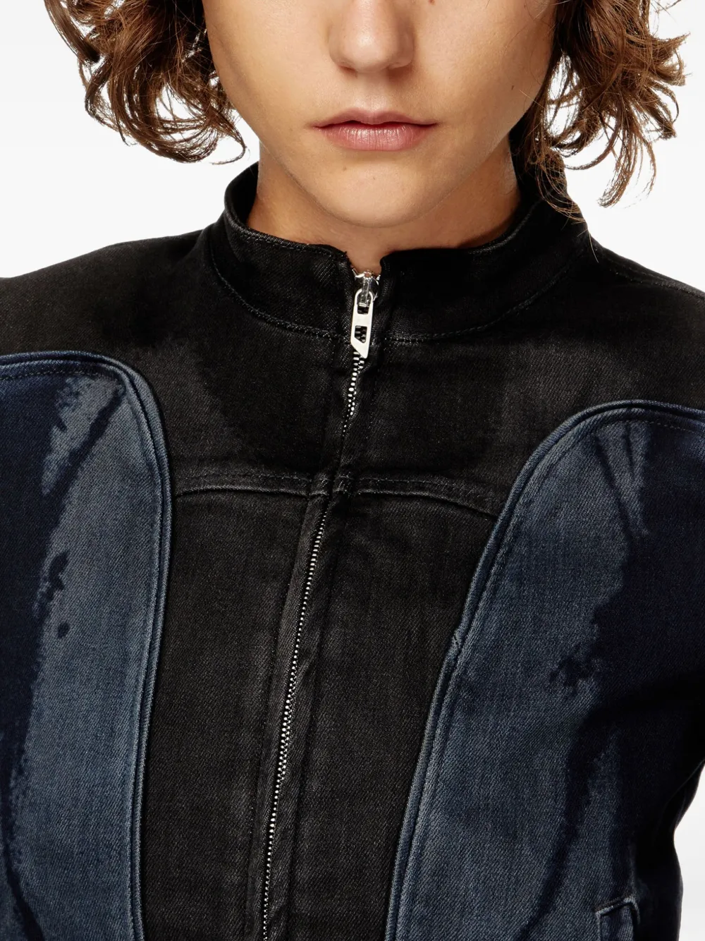 Diesel De-Morny-S panelled zip-front jacket Blauw