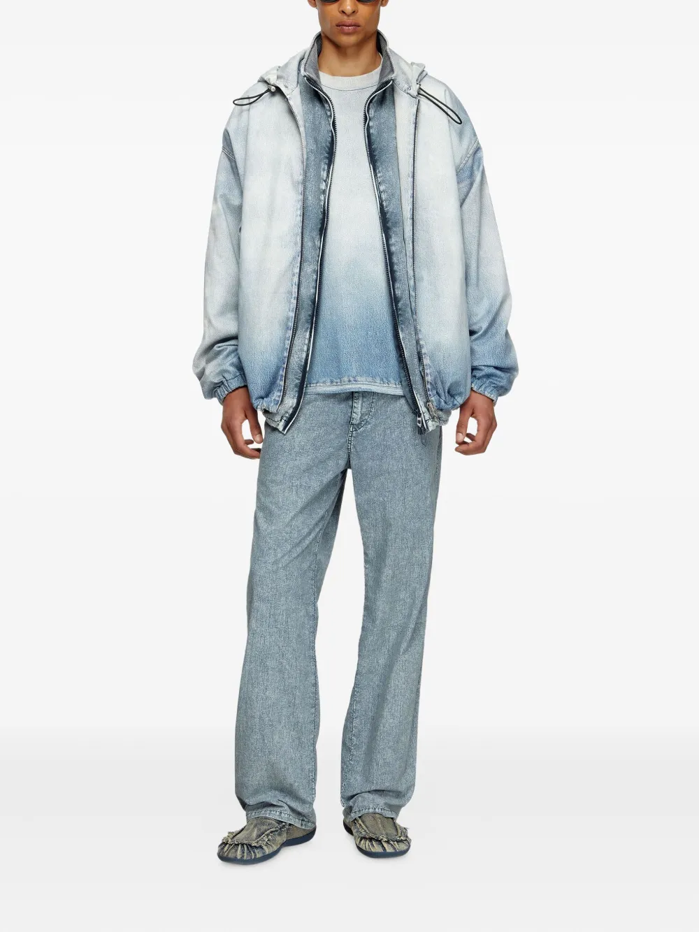 Diesel D-Wynny hooded zip-up jacket Blauw