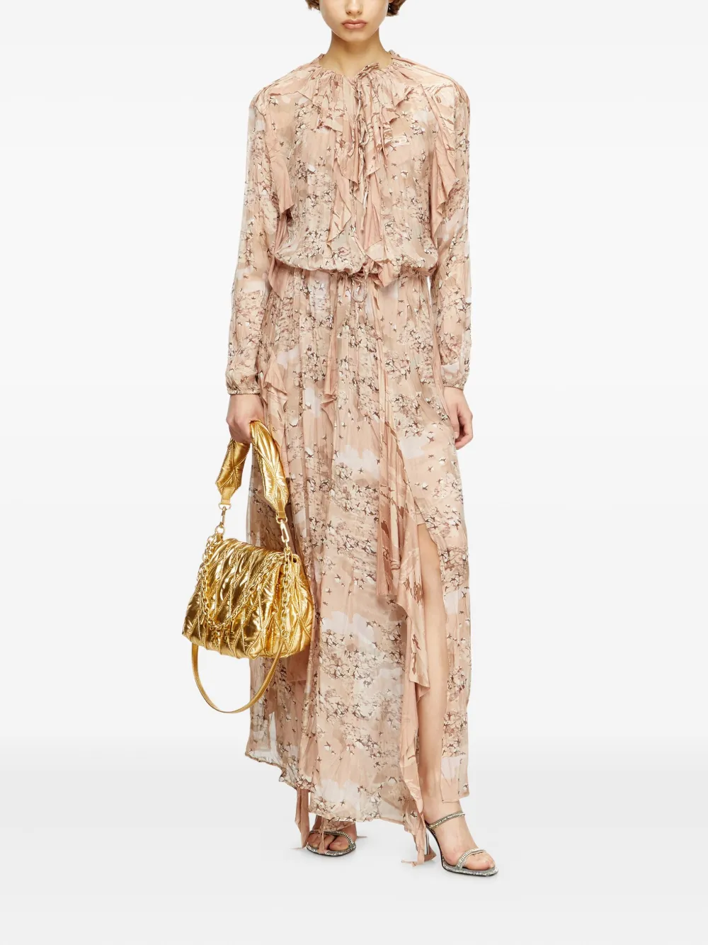 Diesel D-Azzling-R1 ruffled print maxi dress Roze