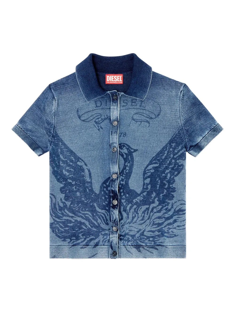 Diesel M-Fenny denim blouse met korte mouwen Blauw