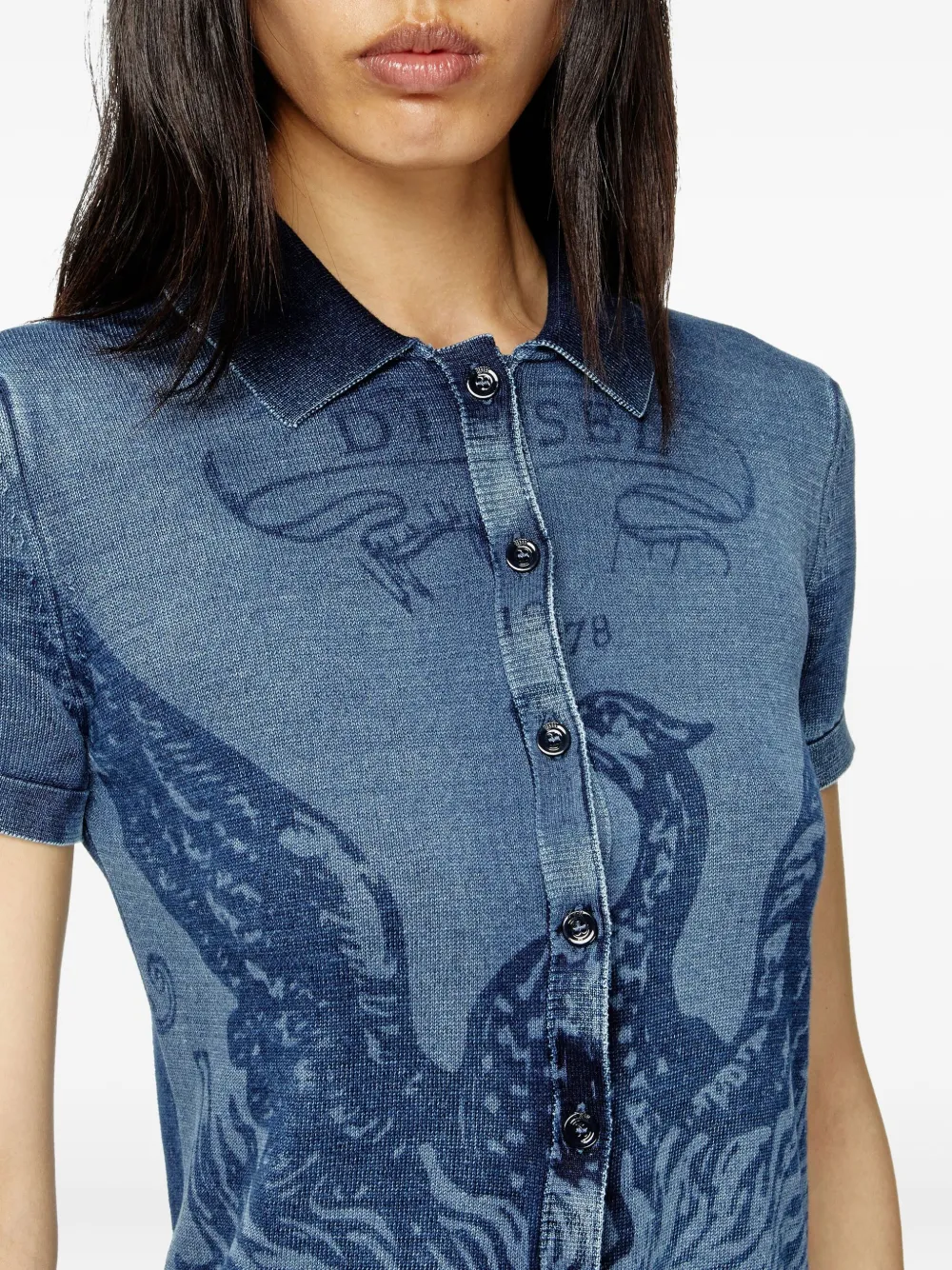 Diesel M-Fenny denim blouse met korte mouwen Blauw
