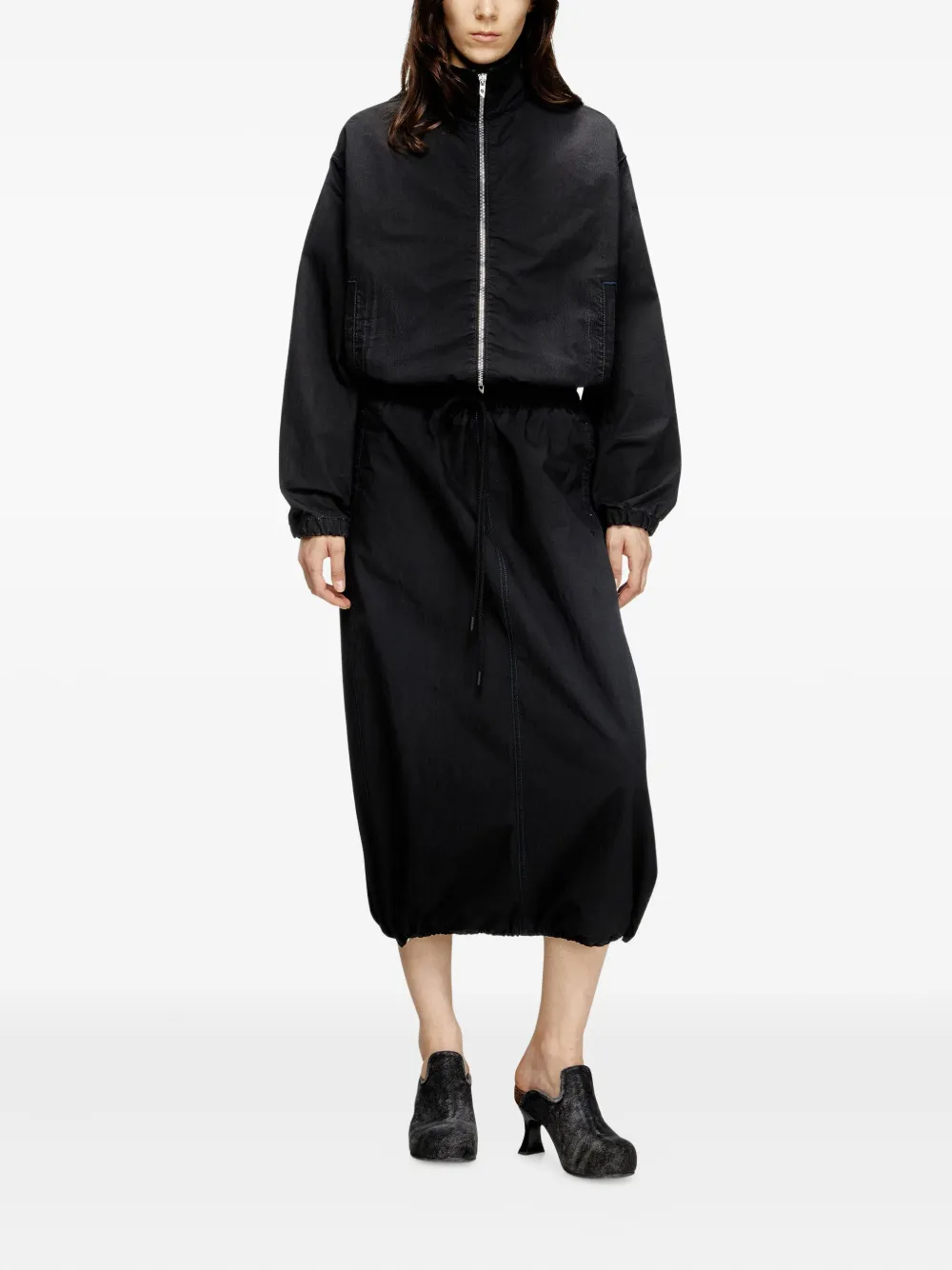 Diesel drawstring midi skirt - Zwart