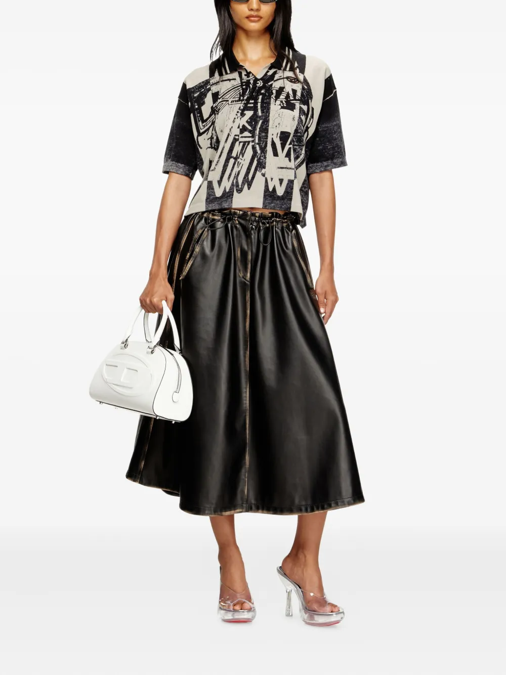 Diesel O-Blivion elasticated-waistband midi skirt Zwart