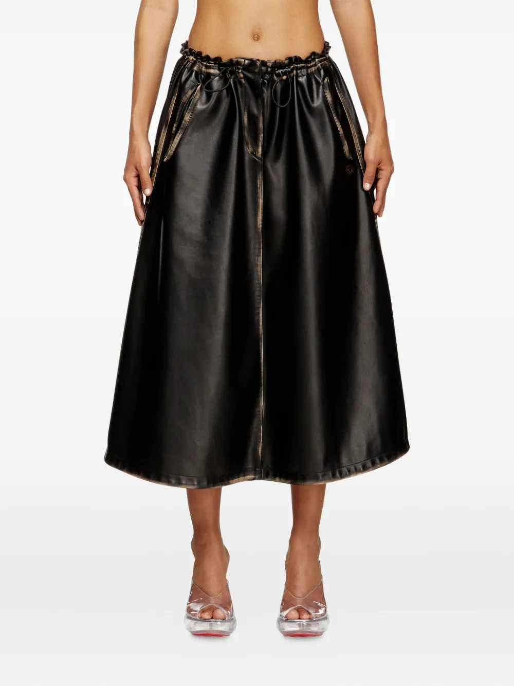 Diesel O-Blivion elasticated-waistband midi skirt Zwart