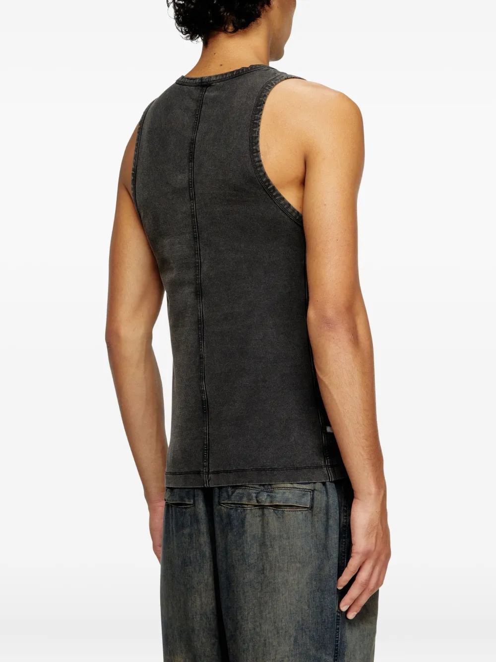 Diesel Tanktop met diepe ronde hals Zwart