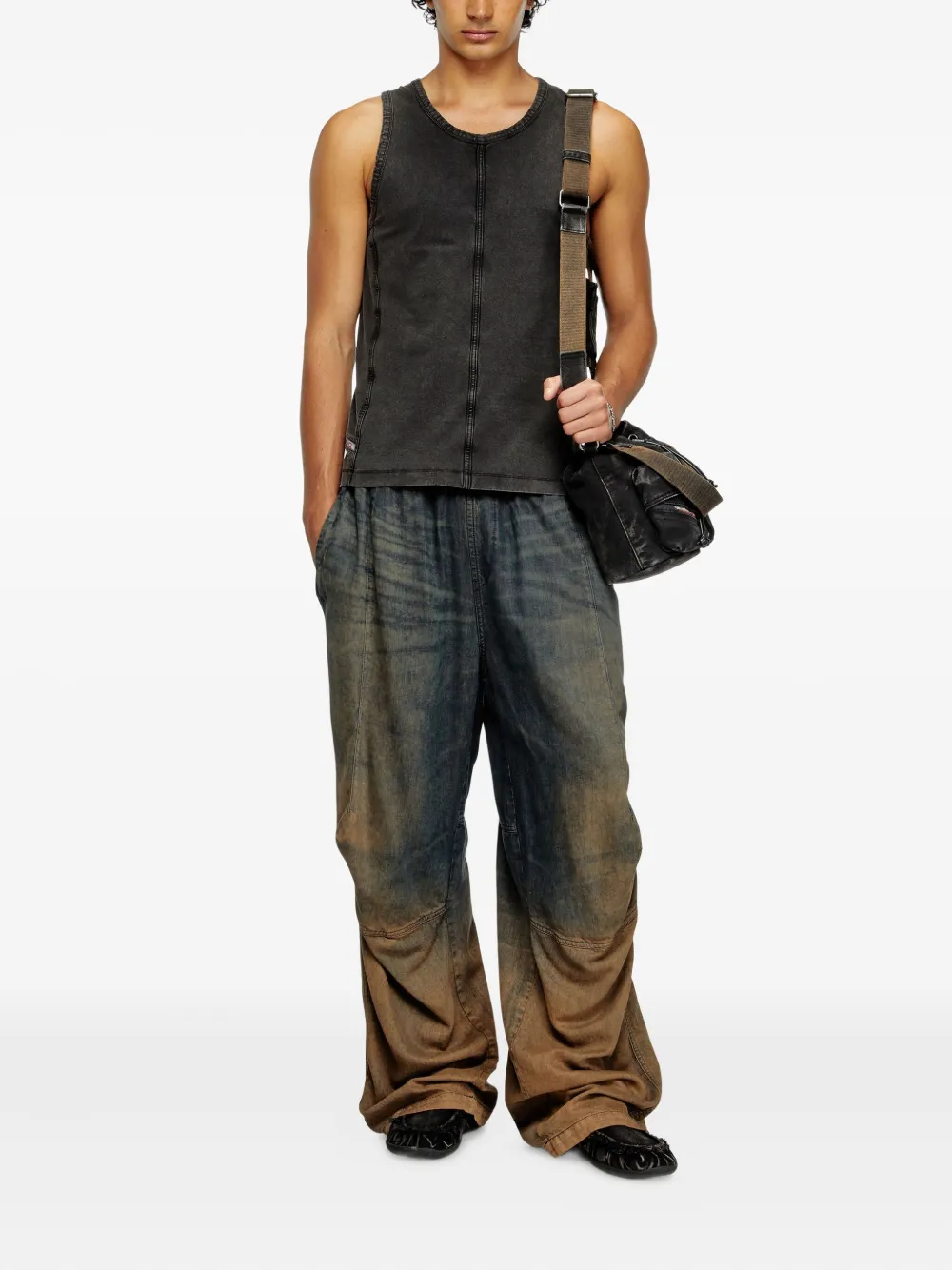 Diesel Tanktop met diepe ronde hals - Zwart
