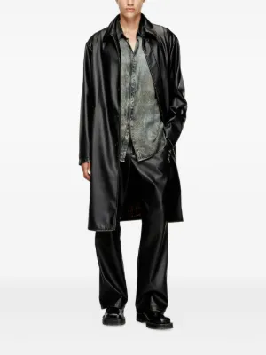 Dealer Leather Men's Black Leather Duster Coat Men's Black