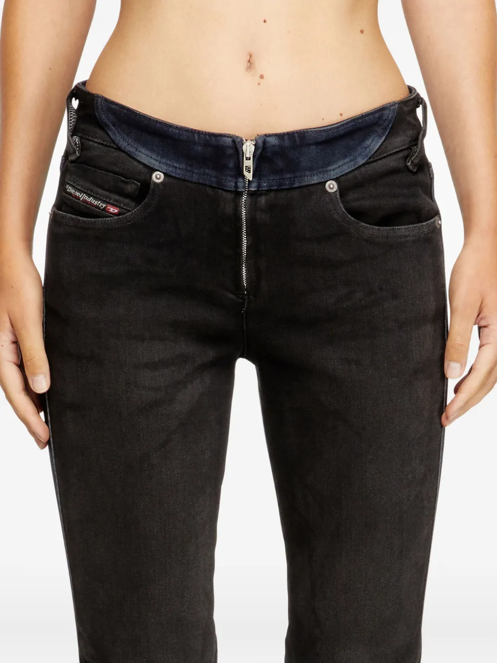 Diesel D-bikee Two-tone Panelled Jeans In Multi