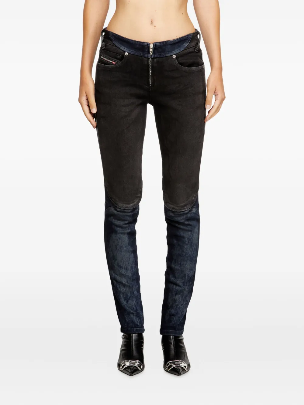 Diesel D-bikee Two-tone Panelled Jeans In Multi