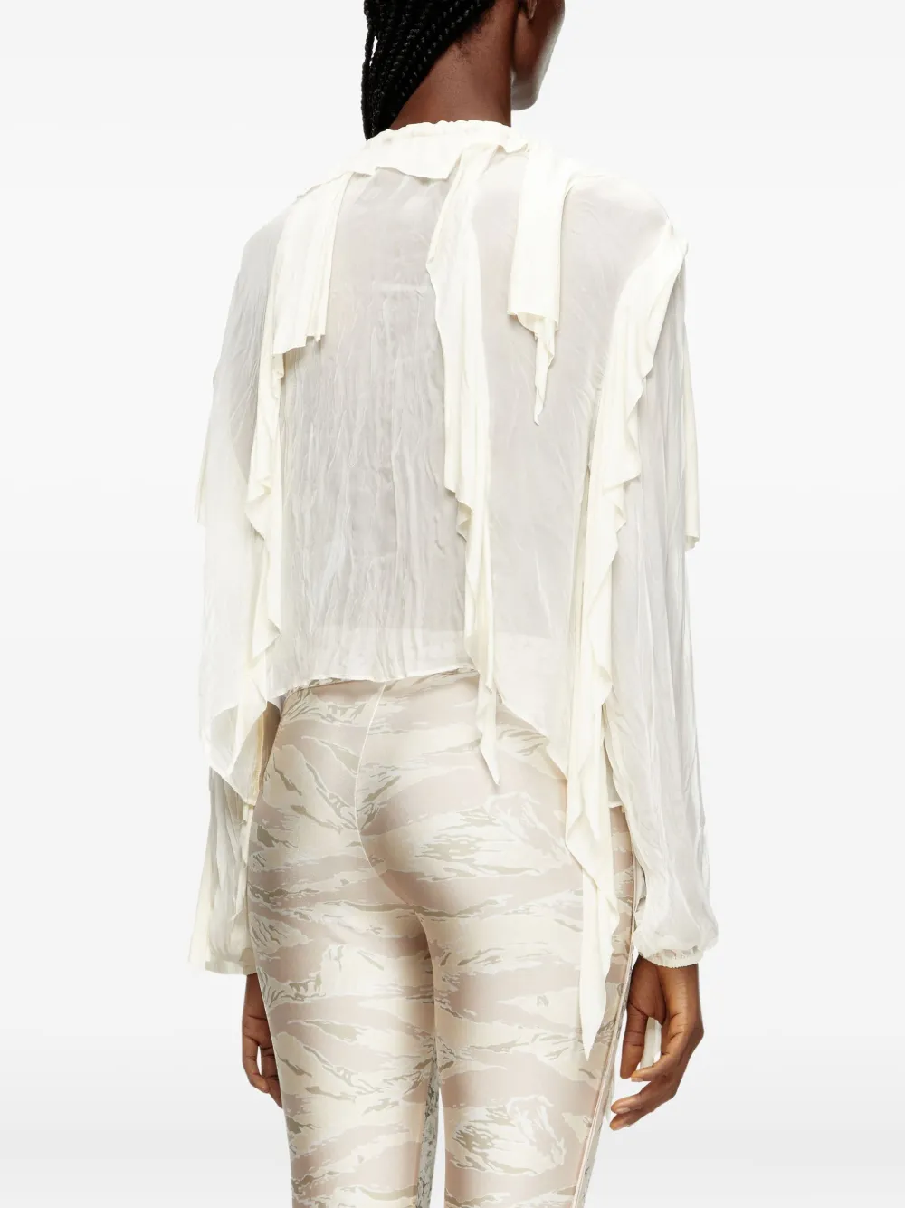 Diesel C-Lassy ruffled lace-up blouse Wit