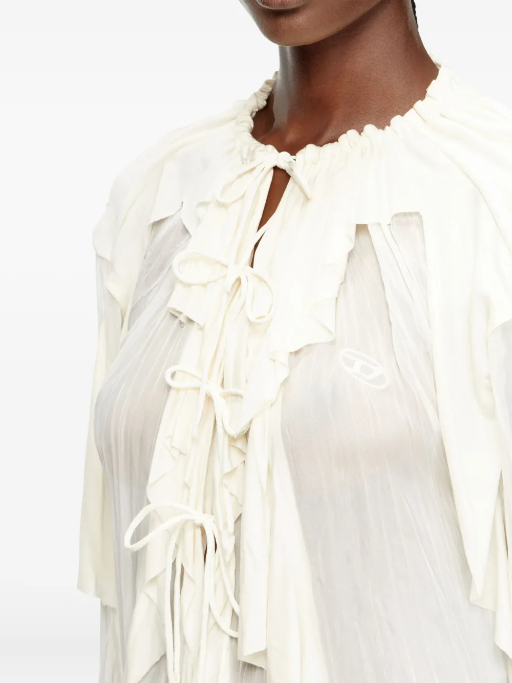 Diesel C-Lassy ruffled lace-up blouse Wit