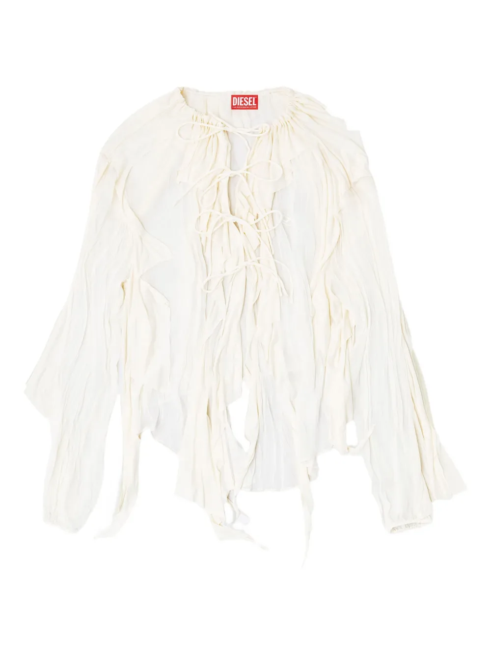 Diesel C-Lassy ruffled lace-up blouse Wit