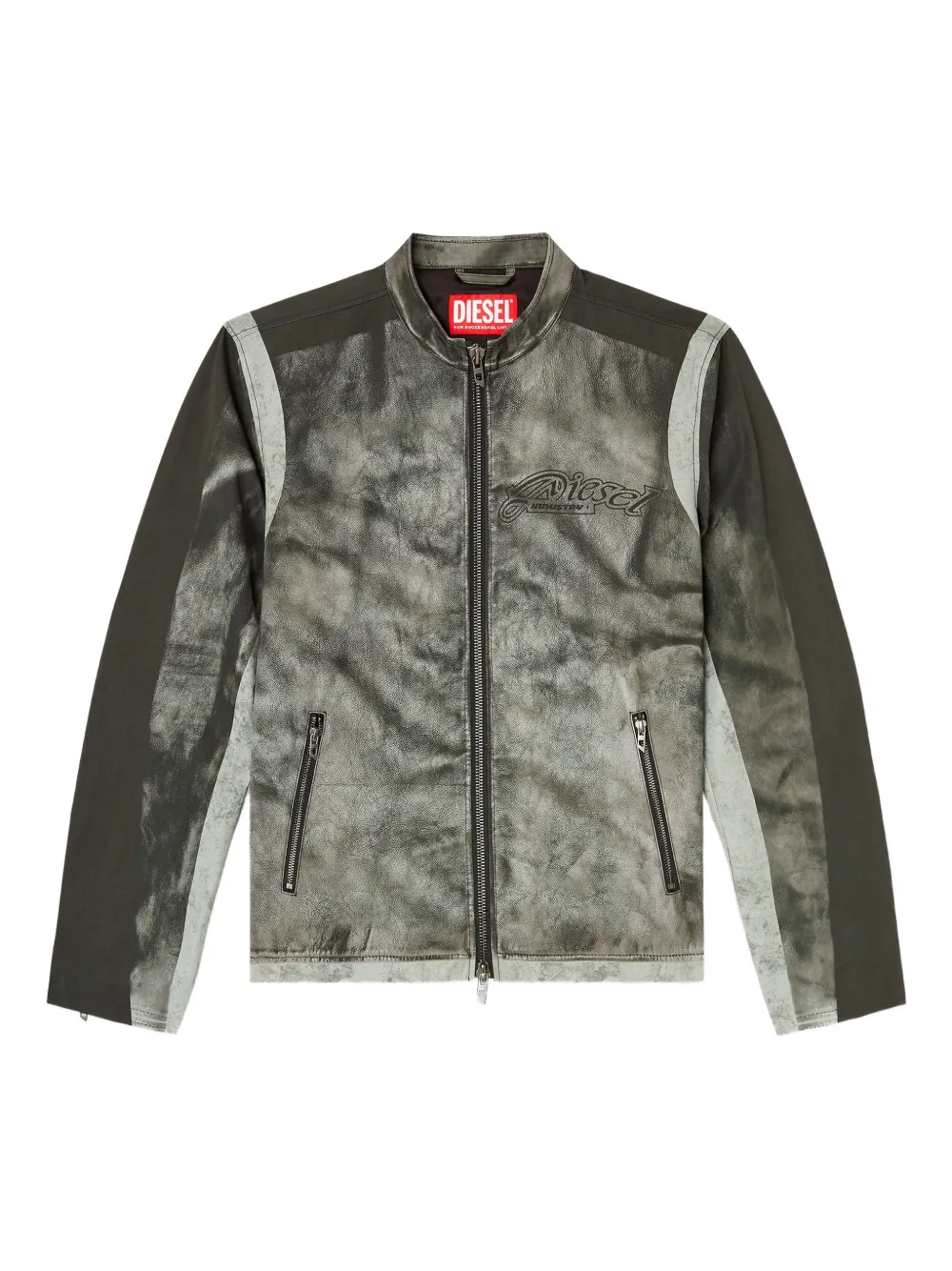 Diesel panelled logo biker jacket | Grey | Image 1
