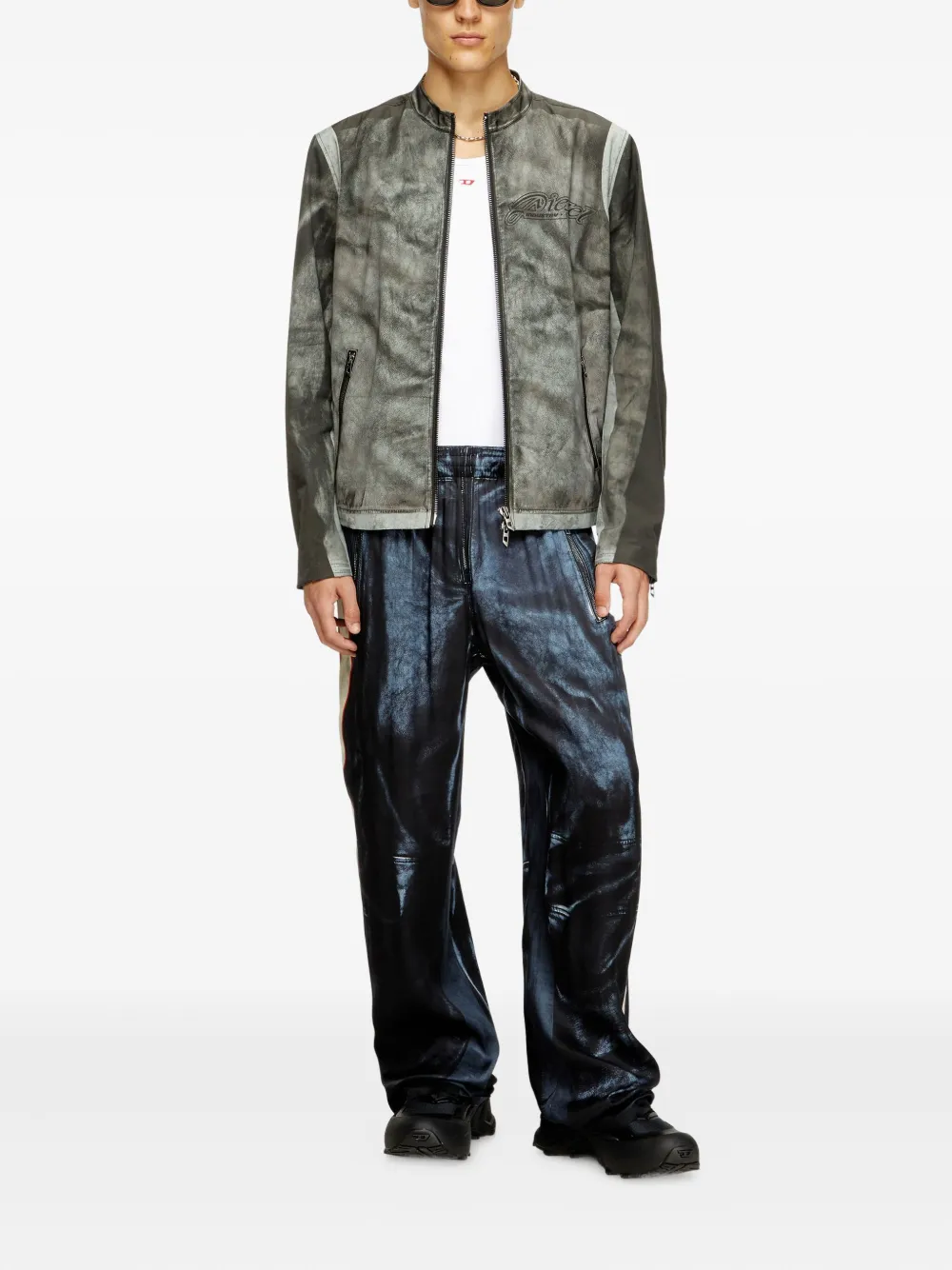 Diesel panelled logo biker jacket | Biker Jackets | Image 2