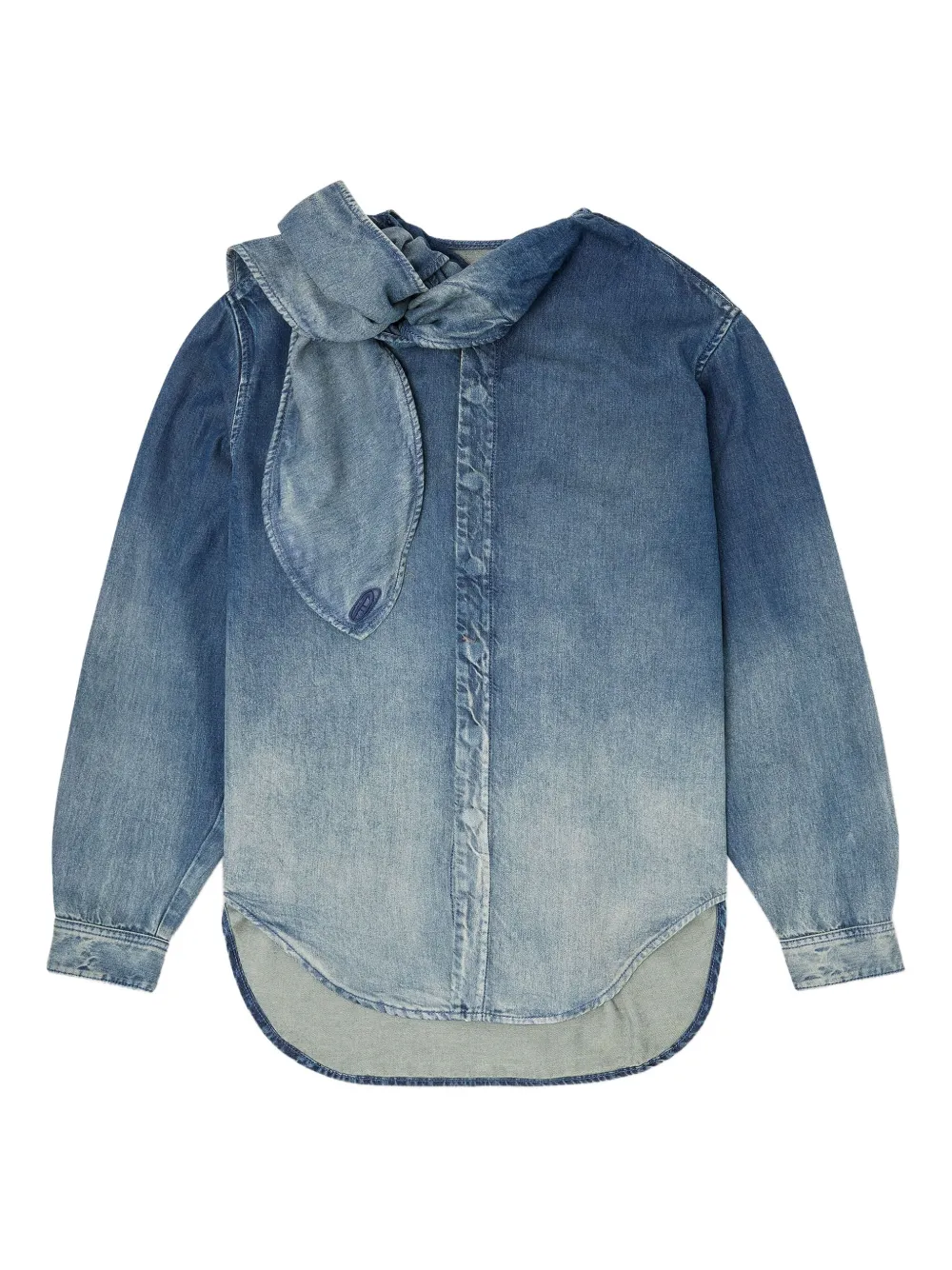 tie-neck denim blouse