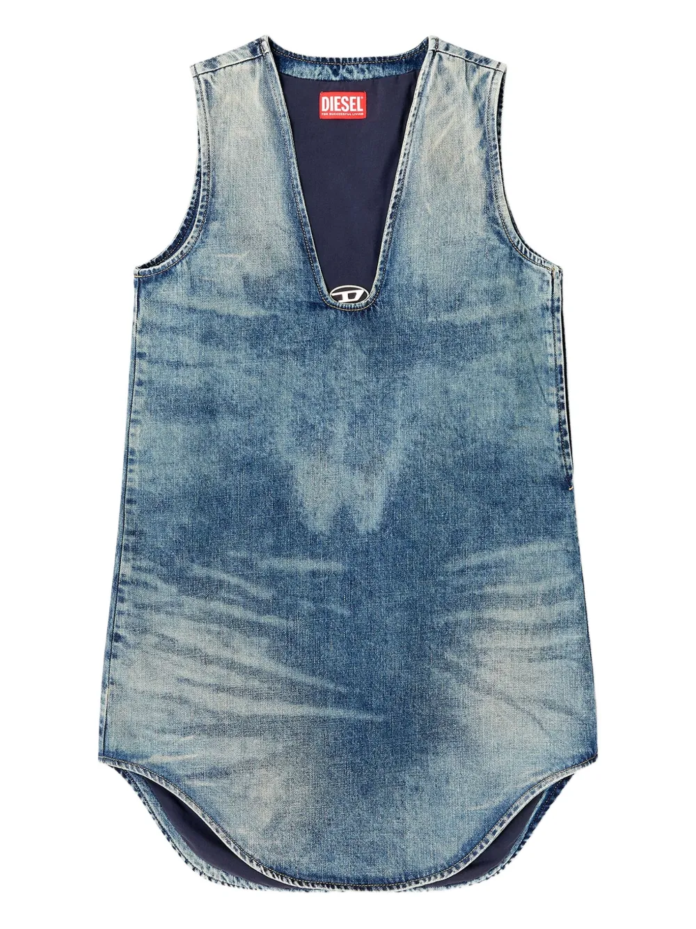 Diesel De-Laris mouwloze denim mini-jurk met V-hals Blauw
