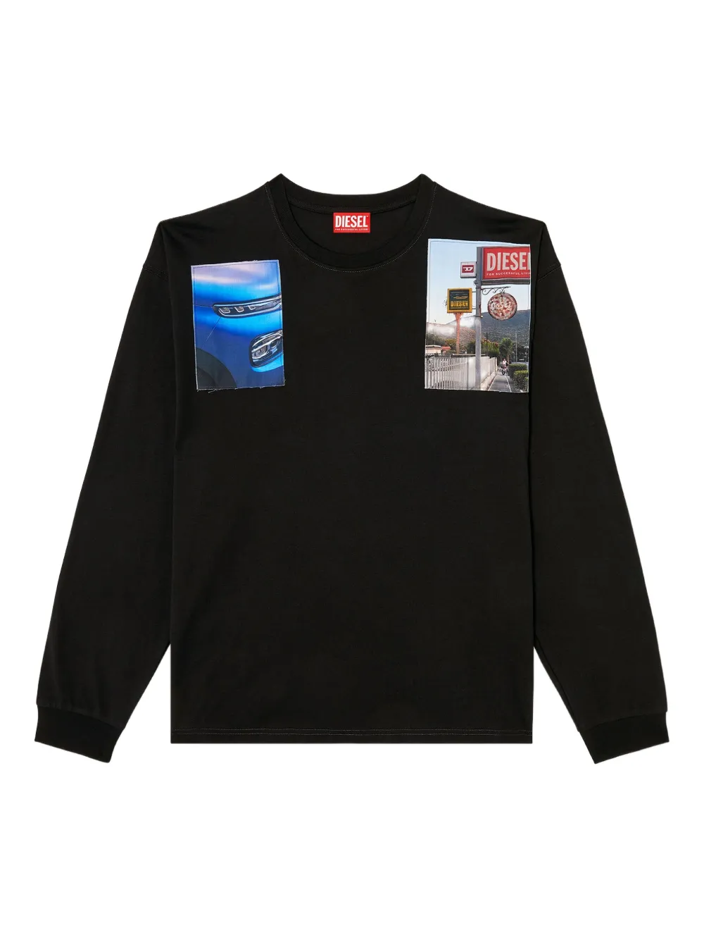 Diesel T-Boxt-LS-T5 graphic-print long-sleeve T-shirt Zwart