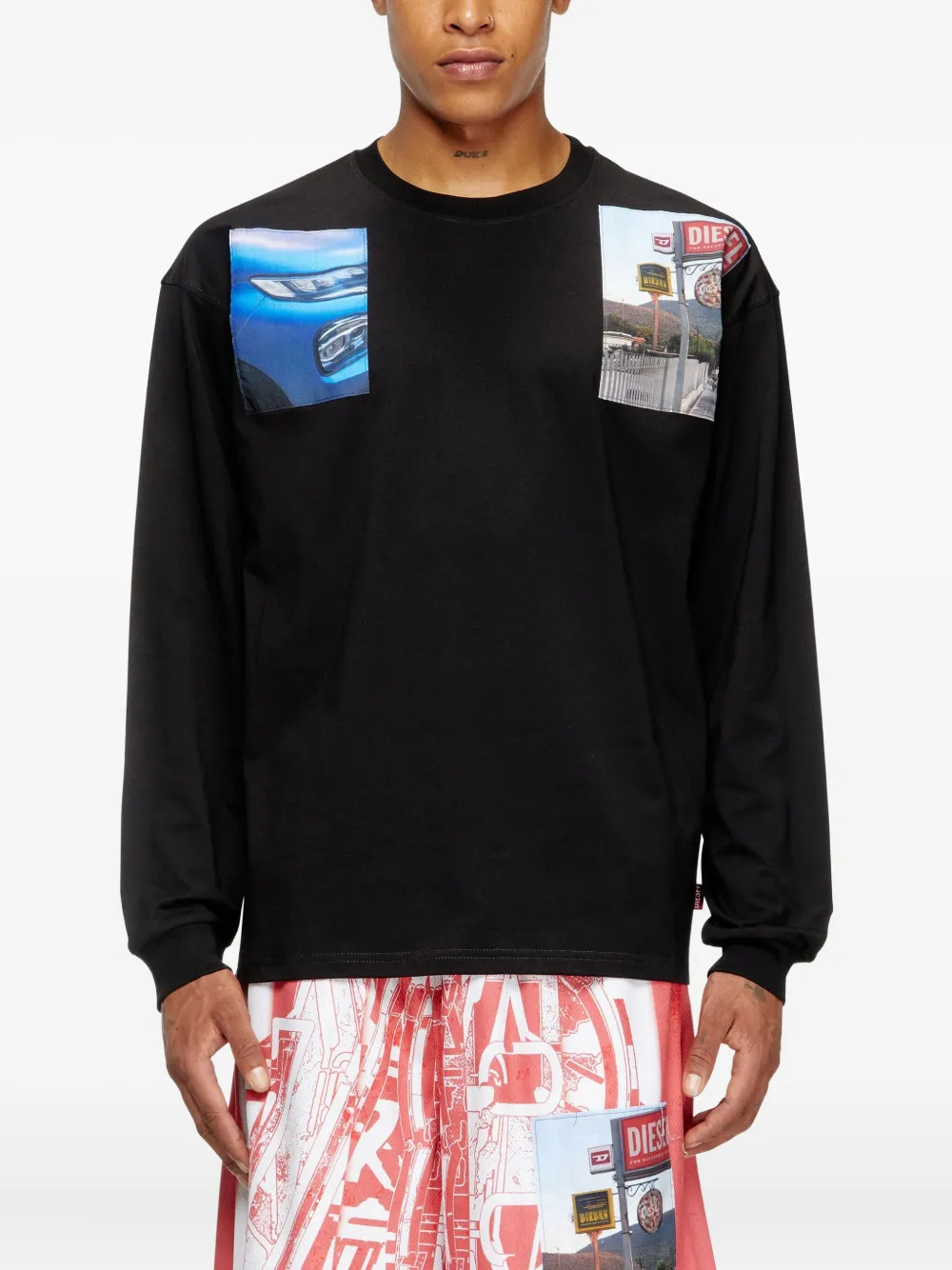 Diesel T-Boxt-LS-T5 graphic-print long-sleeve T-shirt Zwart
