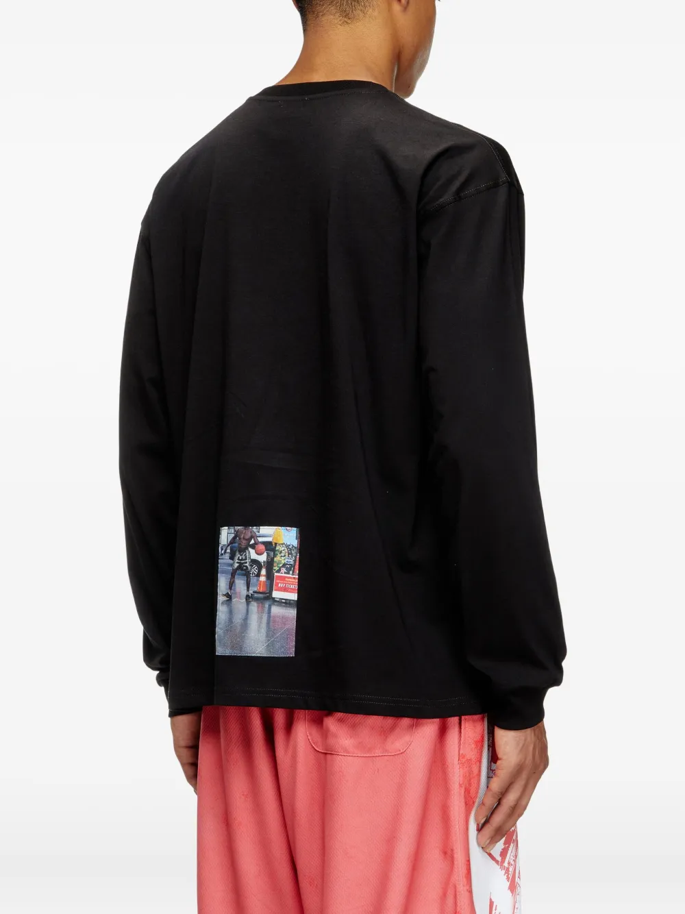 Diesel T-Boxt-LS-T5 graphic-print long-sleeve T-shirt Zwart